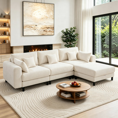 Canapé modulaire en forme de L avec repose-pieds de rangement 112,4 po Cloud