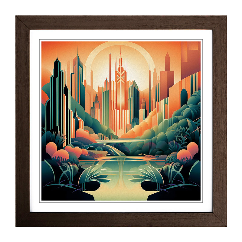 Landscape Deco No.5 - Framed Print, Walnut