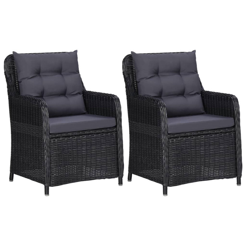 Layana Patio Chair with Cushions, with back cushion, Black