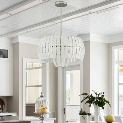 4-Light White Glass Industrial Dimmable Iron Chandelier