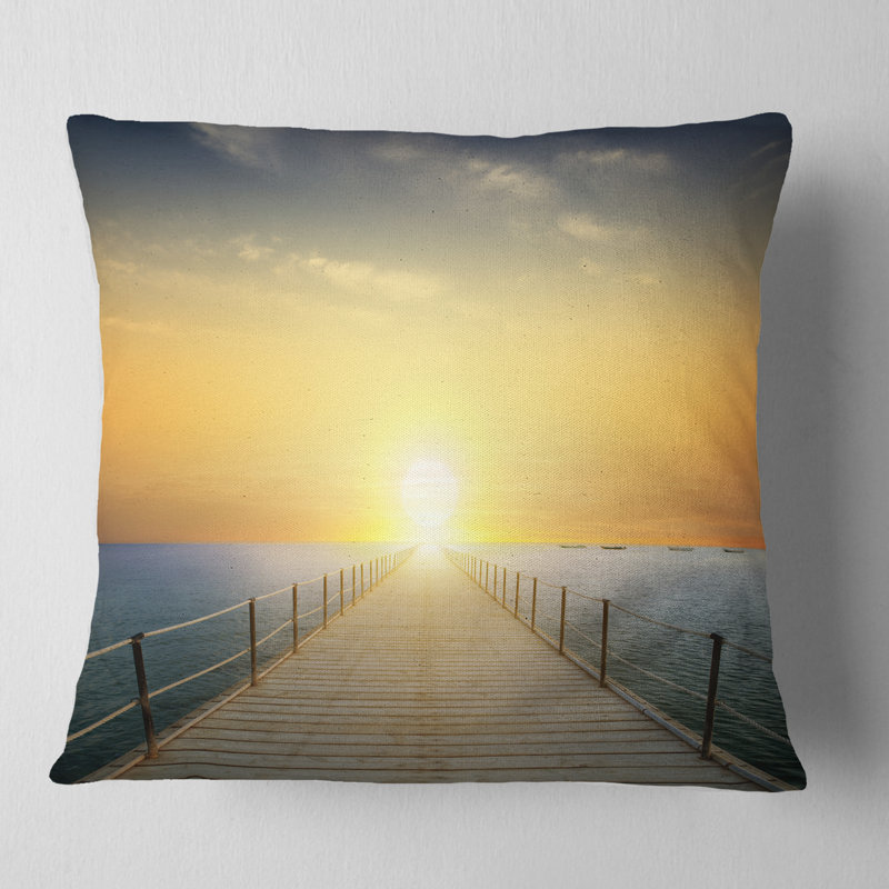 Coussin seascape océan coucher de soleil avec pilier, 16 po x 1 po, Coussin décoratif