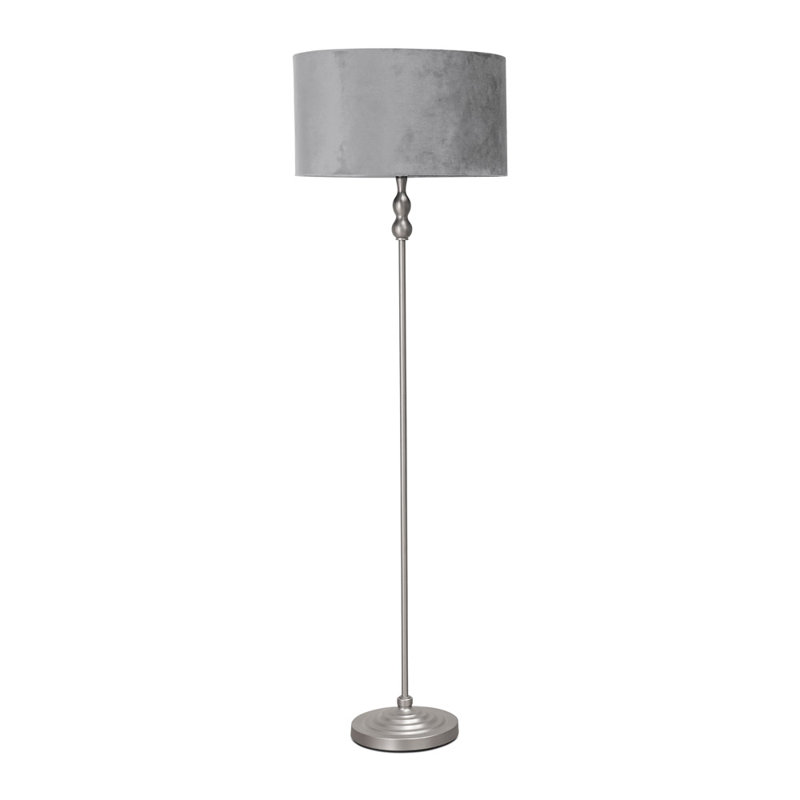Rinnah 151cm Traditional Floor Lamp, Grey, Brushed Chrome