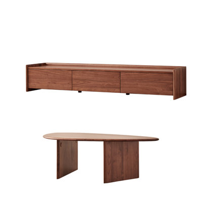 Vintage style TV stand paired with coffee table