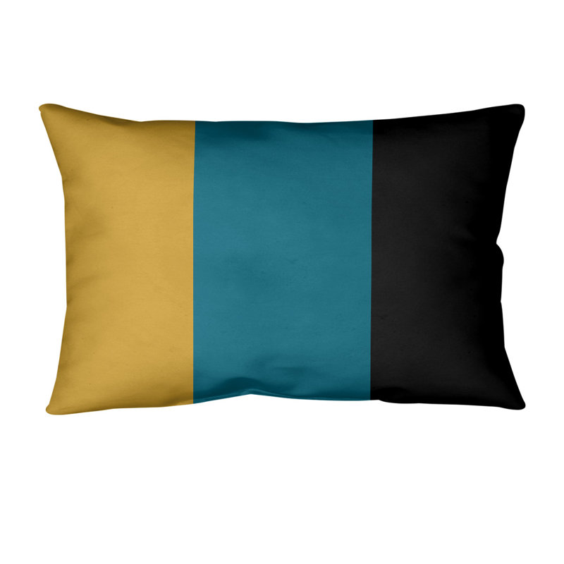 Housse de coussin lombaire Atlanta, Doré foncé / Cyan foncé / Noir, Jacksonville