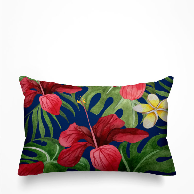 Housse et insert de coussin d'extérieur rectangulaire Koi, Bleu