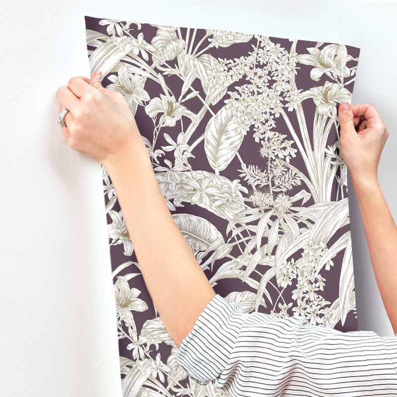 Conservatory Toile Vinyl Wallpaper Double Roll, Mulberry