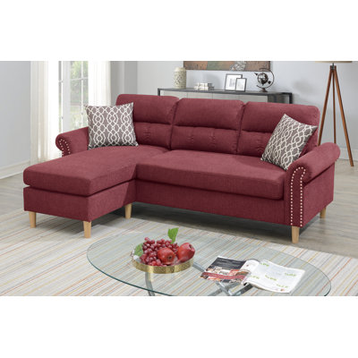 Canapé et méridienne réversible en microfibre / microsuède de 87 po de largeur Amneris