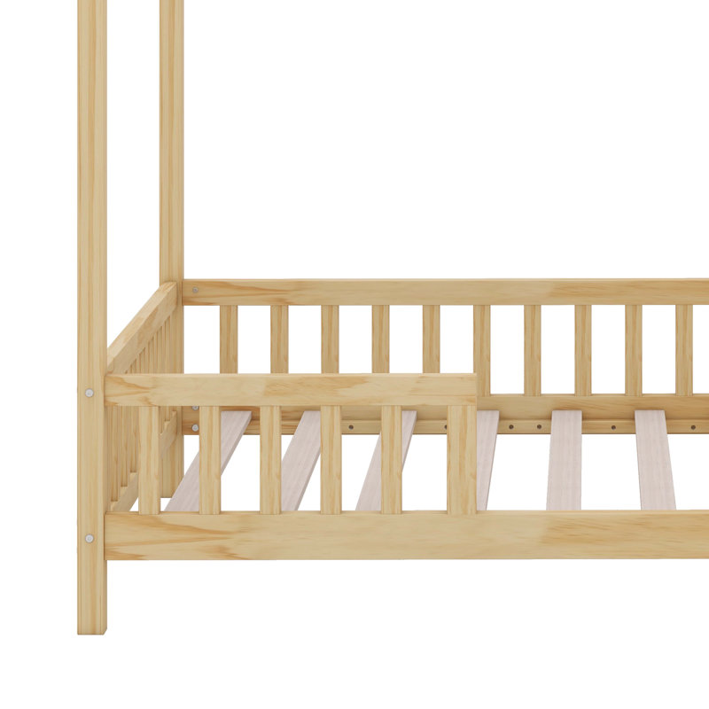 Lit pour enfant avec baldaquin Montessori, Naturel