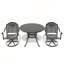 Ensemble de salle à manger 3 pièces en aluminium coulé toutes saisons avec 2 chaises pivotantes et une table ronde de 39,37 pouces