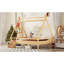 Lit plateforme double avec escalier, structure de lit simple en bois massif, profil bas et design amusant enfantin, naturel