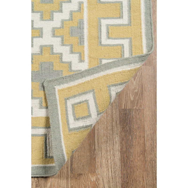 Thompson Wool Oriental Area Rug in Gold, Rectangle 9' x 12'
