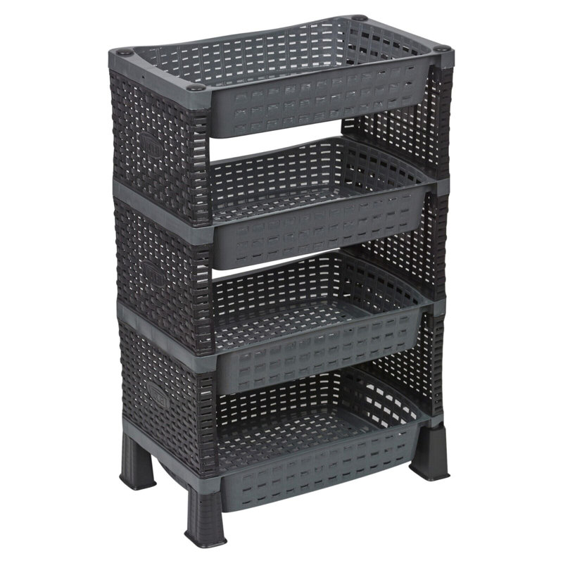 Alexande 41cm W Plastic Storage Rack, Black/Gray