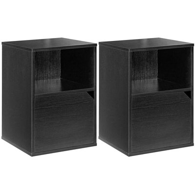 Table de chevet en bois Casin avec armoire, ensemble de 2, brun