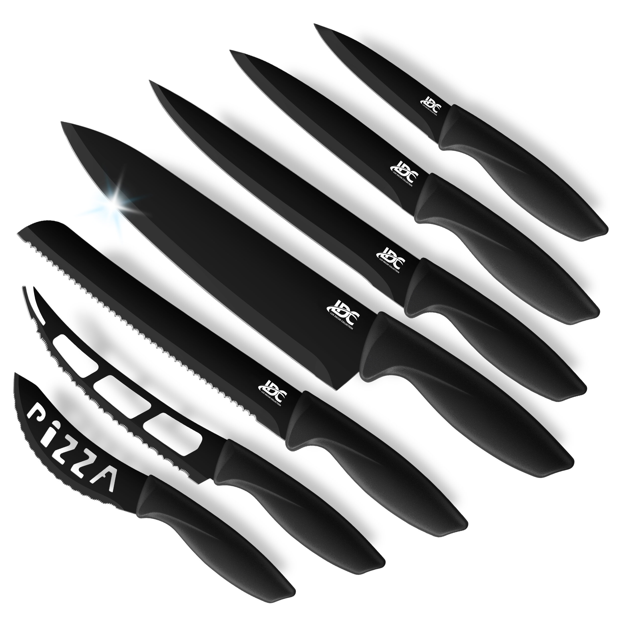 Lux Decor Collection 15-Piece Kitchen Knife Set - High Carbon Stainless Steel, Non-Stick Coating, Rust-Resistant, Ergonomic Handles - Perfect for