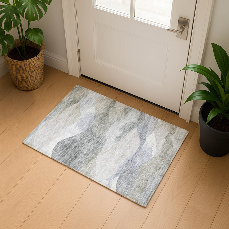 Premium Machine Washable Pinkston Waves Rug, Rectangle 1'8" x 2'6"