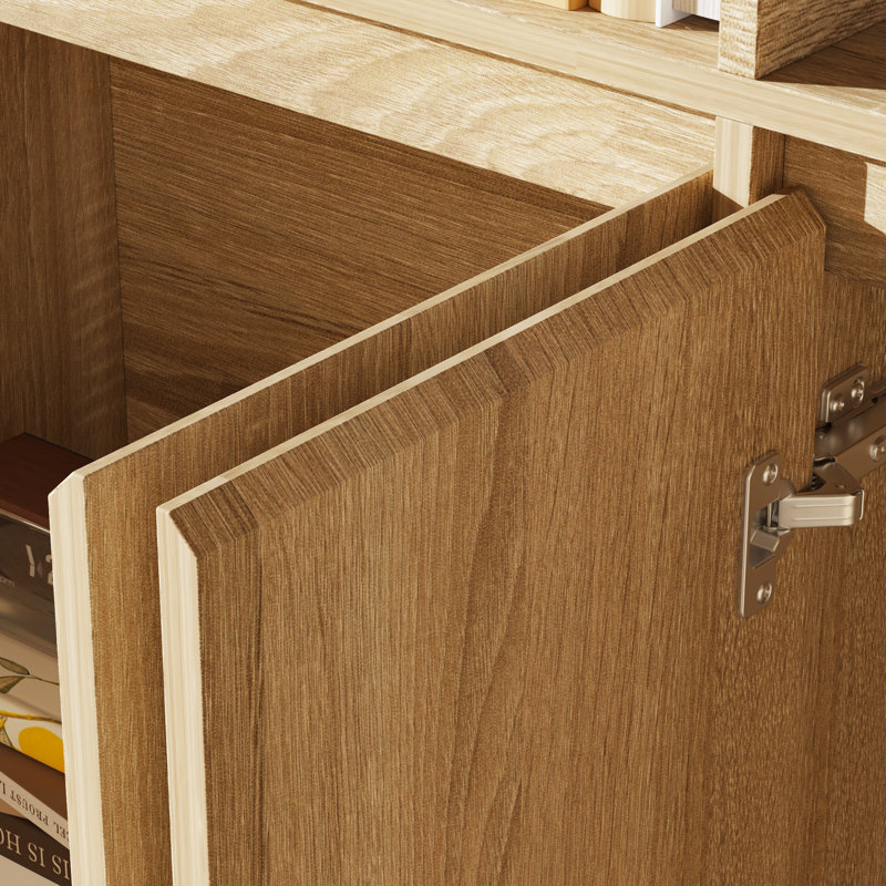 Bibliothèque de rangement 78,7 po x l 142 po avec 6 tablettes et 4 niveaux, Bois naturel