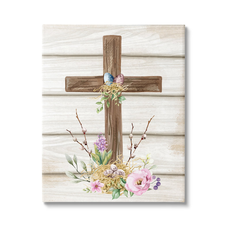 «Spiritual Pâques Cross Spring Spring Blossoms» par ND Art - impression sur toile tendue, H 48 po x l 36 po x P 1,5 po