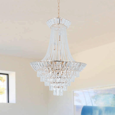 Lustre empire 12 lumières en cristal doré français avec cristal 