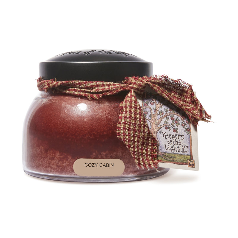 Cozy Cabin Scented Glass Jar Candle with Black Lid