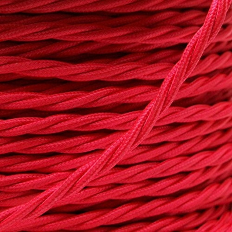 Harber 2Core Twisted Vintage Coloured 0.75Mm Braided Fabric Flexible Electrical UK Lighting Wire Cable, Red
