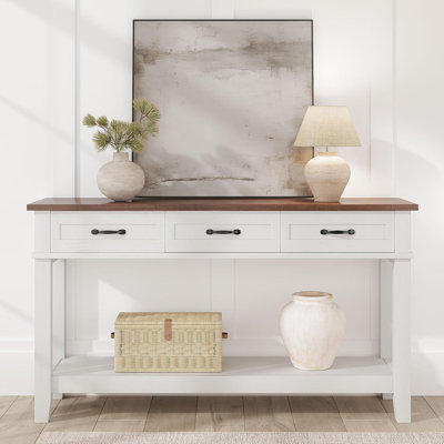 Table d'entrée, console avec 3 tiroirs de rangement, table de canapé en bois à 3 niveaux, tables de couloir