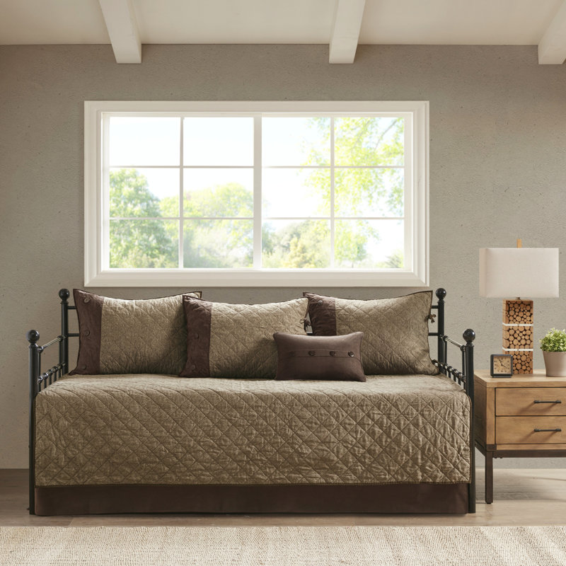 Collection de literie pour lit de jour - brun, faux suède, thème rustique