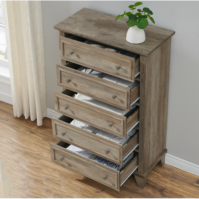 80 cm W Chest of 5 Drawers, Grey