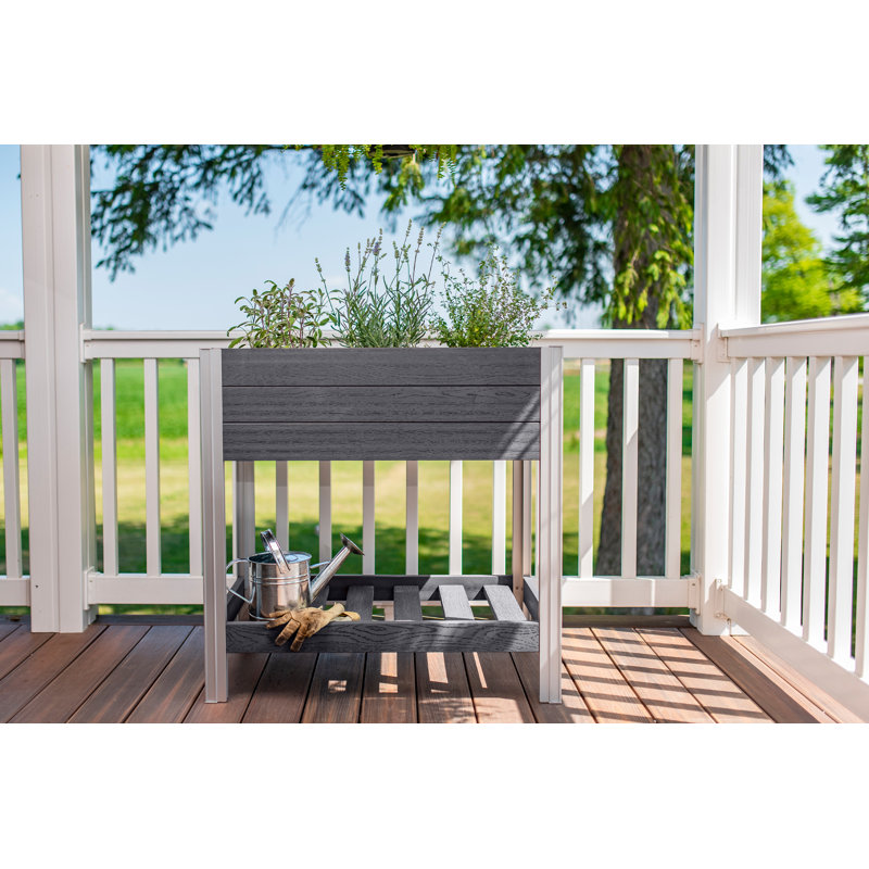Slate Gray Elevated Vinyl Herb Garden Planter