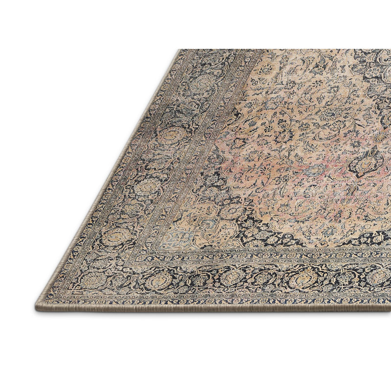 Tapis oriental en laine rose / gris Oriental, Rectangle 2 pi x 5 pi