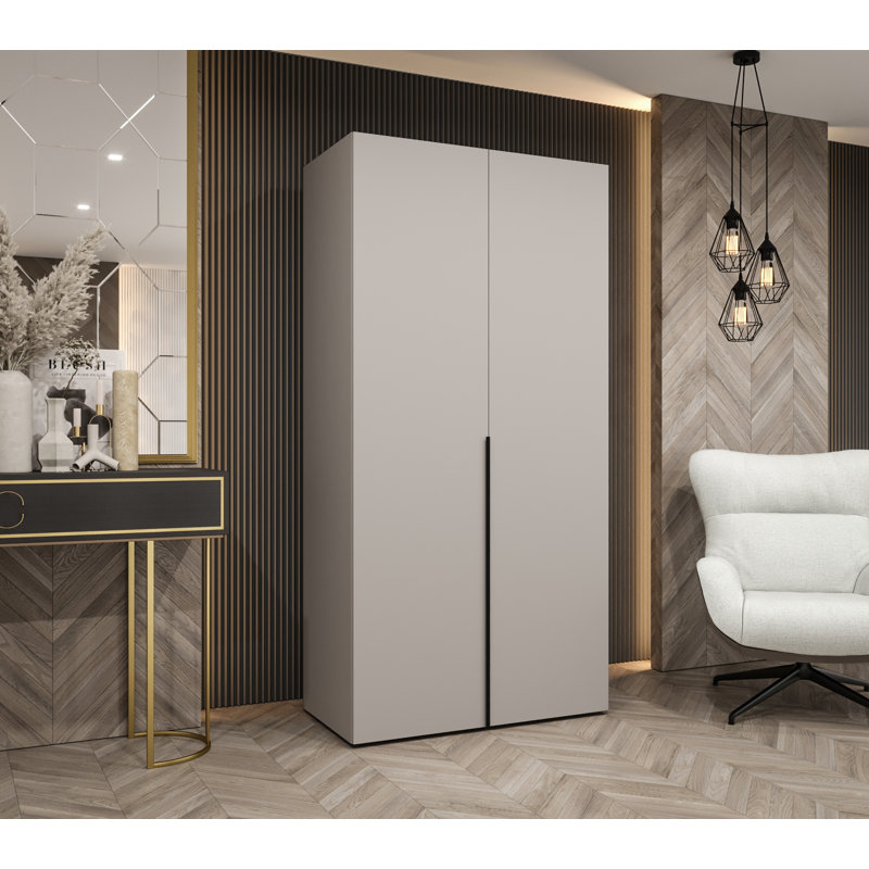 Manufactured Wood Wardrobe, Cashmere/Black