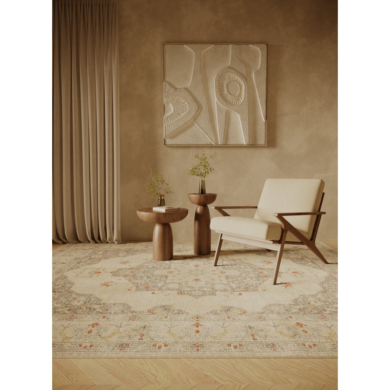 Fionola Hand Loomed Washable Oriental Indoor Rug, Square 4'