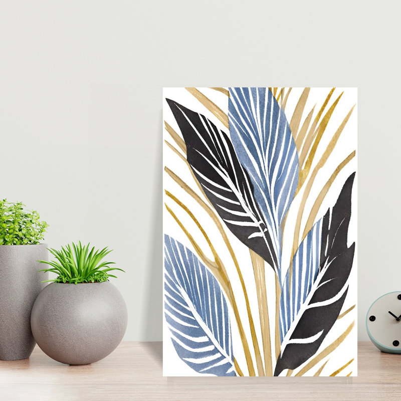 Affiche murale abstraite minimaliste moderne représentant des frondes tropicales, inspirée de la nature et des plantes.