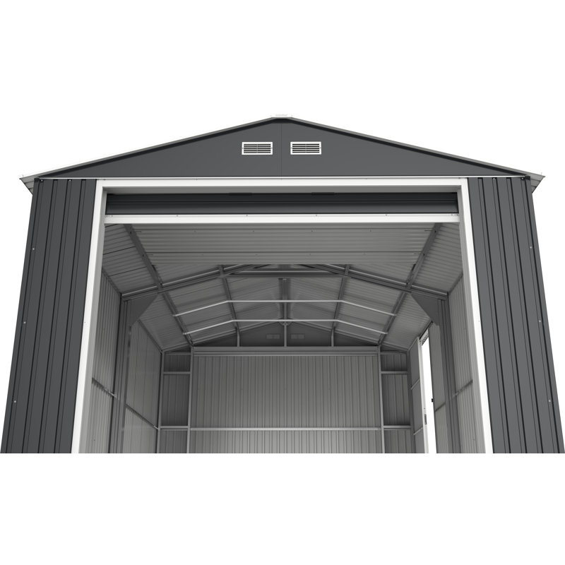 Imperial 12' x 20' Dark Gray Metal Garage with White Trim
