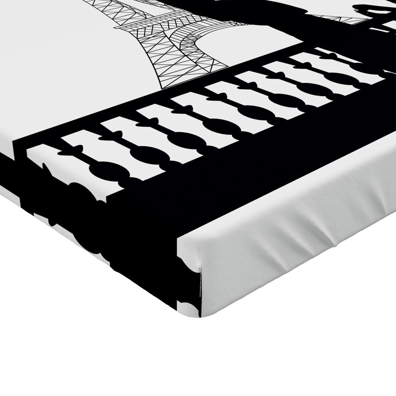 Drap-housse noir et blanc Ambesonne, Ensemble de draps pour lit très grand californien