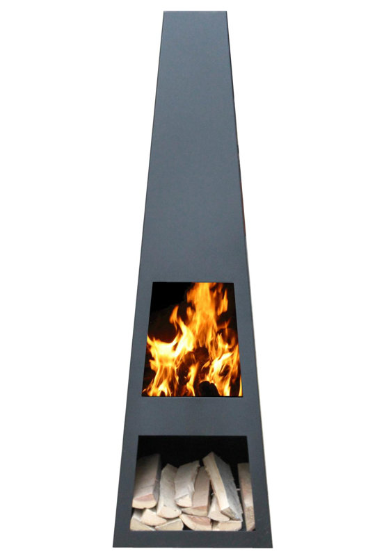 Rizzi Steel Wood Burning Smokeless Chimnea, 122 cm H x 37 cm W x 37 cm D, Black