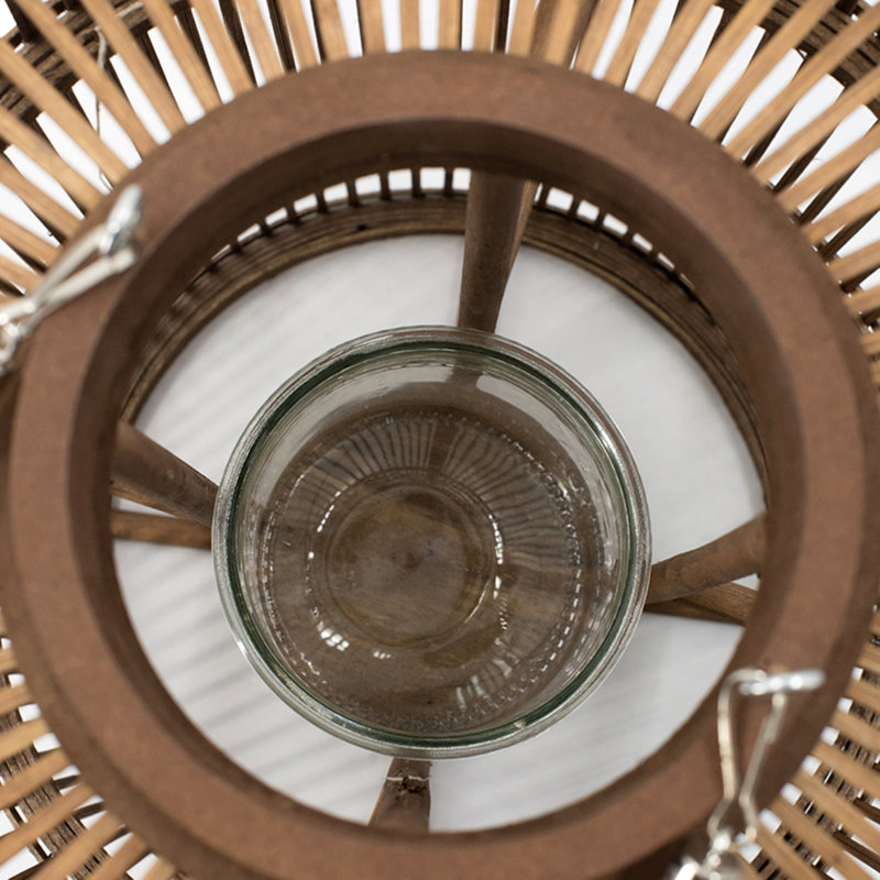 Bamboo Floor Lantern, 18.9" H x 12.6" W x 12.6" D