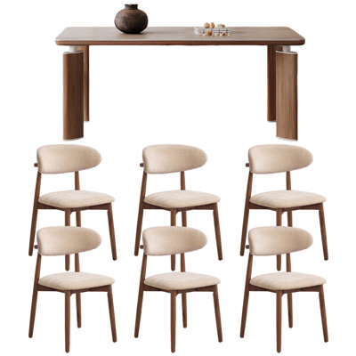 Durable Rock Slab Faux Wood Dining Table Set