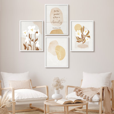 Abstrait, plante, fleur, neutre, art moderne neutre, impression encadrée, affiches, petit art mural