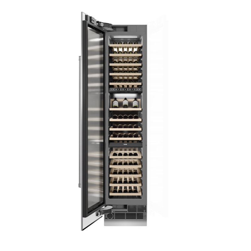 ZLINE 18 in. 9.0 cu. ft. DuraSnow Steel Triple Zone 68 Bottle Left Hinge Column Wine Cooler, Right Handed, Stainless Steel