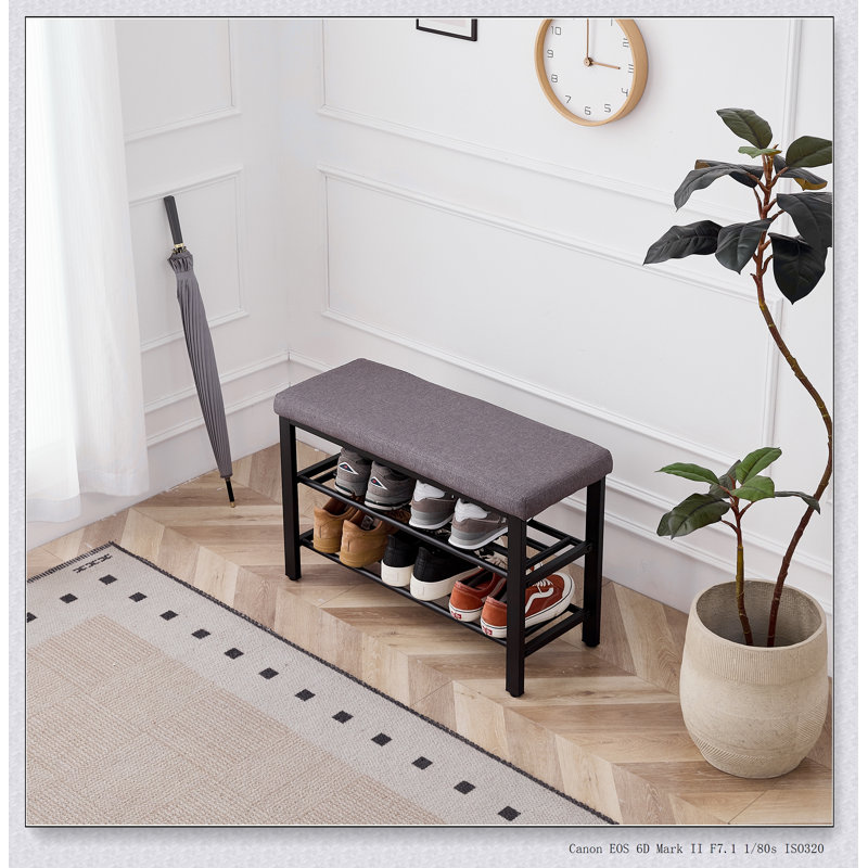 Banc à chaussures moderne avec rangement et coussin pour l'espace, idéal pour le salon, la chambre à coucher et le couloir