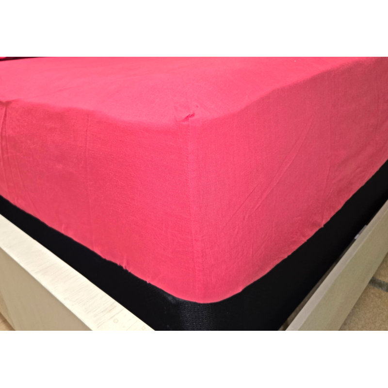 Linen Fitted Sheet, Full XL Fitted Sheet, Red