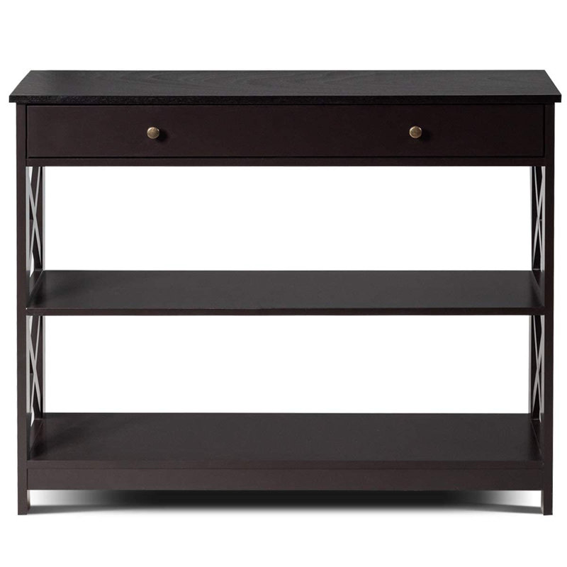 Desrochers Console Table Hallway Table Floor Shelf, Black