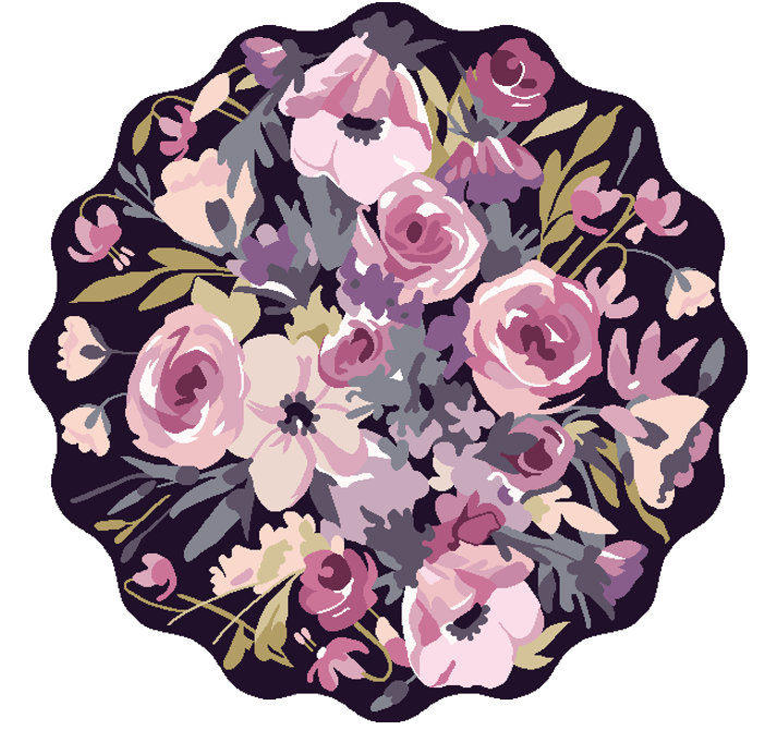 Violet Roses Rug, Round 6'
