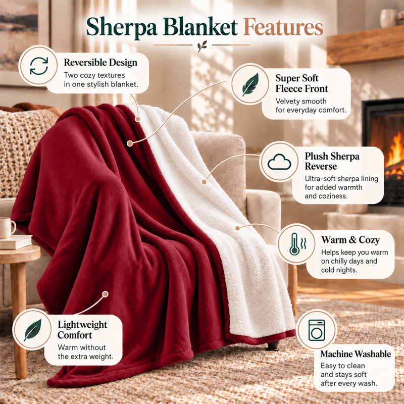 Imperial Homeware London Standard Blanket, King, Burgundy