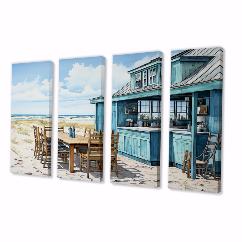 Ensemble de 4 pièces d'art mural Oceanfront Beach, H 28 po x l 48 po