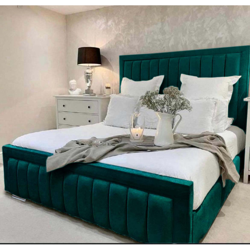 Alondrea Upholstered Panel Bed , Asphalt, Small Double (4')