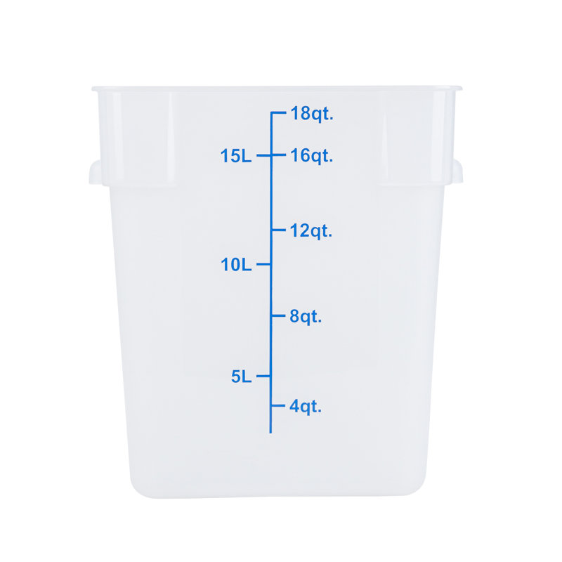  Contenant alimentaire 1 paquet de bac de rangement en plastique de 18 pte avec marqueurs de volume Conception éco-compatible en polypropylène translucide