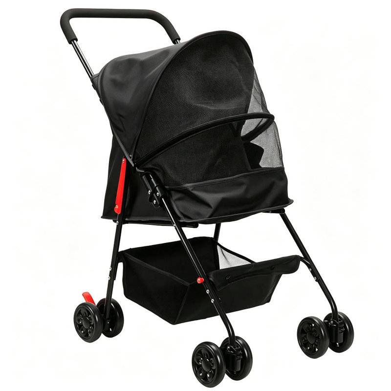 Poussette légère et imperméable pour petits animaux et animaux âgés, avec roues verrouillables, Noir