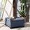 Della 30'' W Blue Button Tufted Square Storage Ottoman Module For Sofa, Module For Sectional Sofa