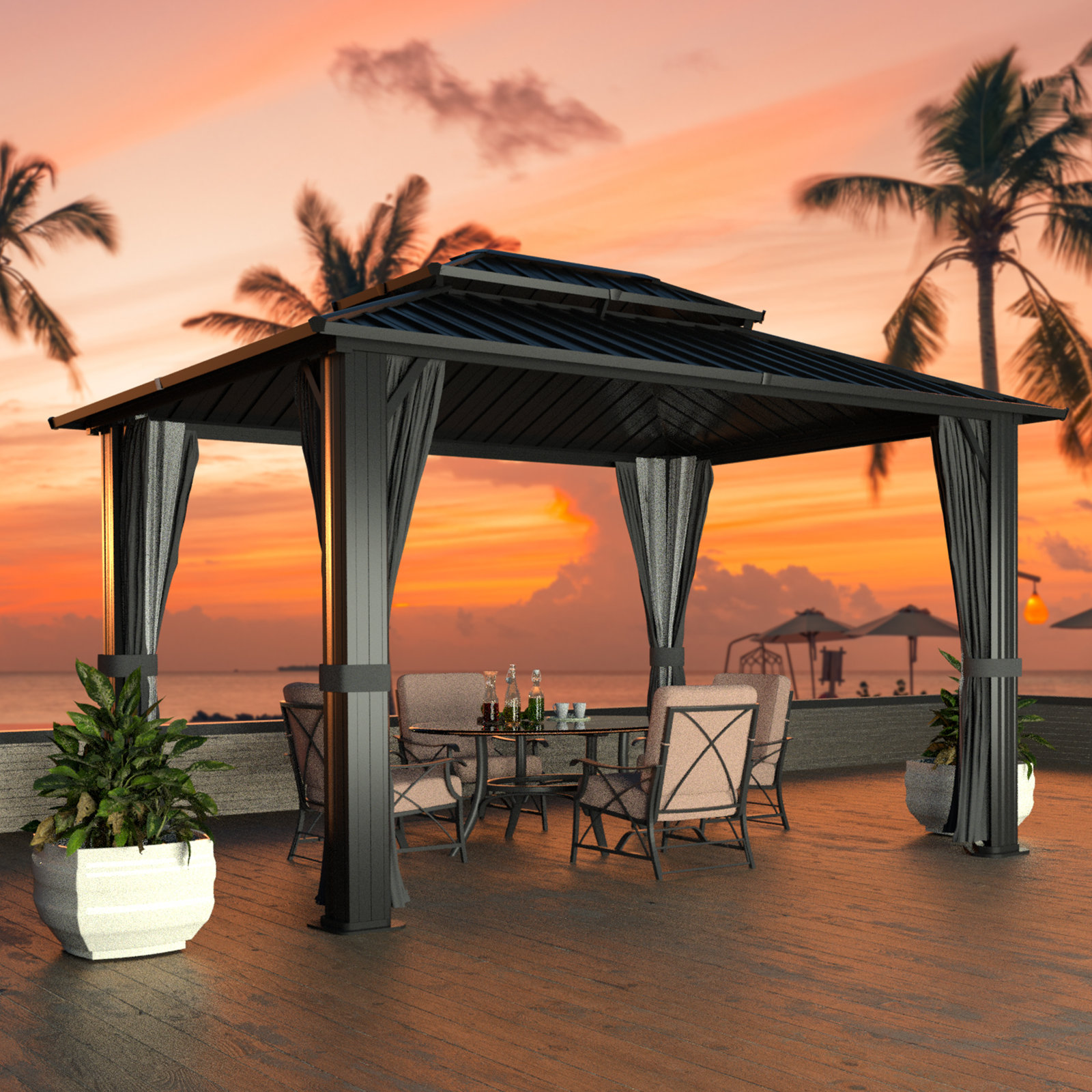 Veikous Aluminum Patio Gazebo Gazebo - Wayfair Canada